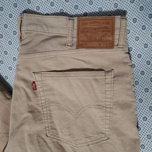 Levi's 511 Premium Corduroy Pants Mens W38 L32 Tan Khaki Slim Fit Stretch Cords